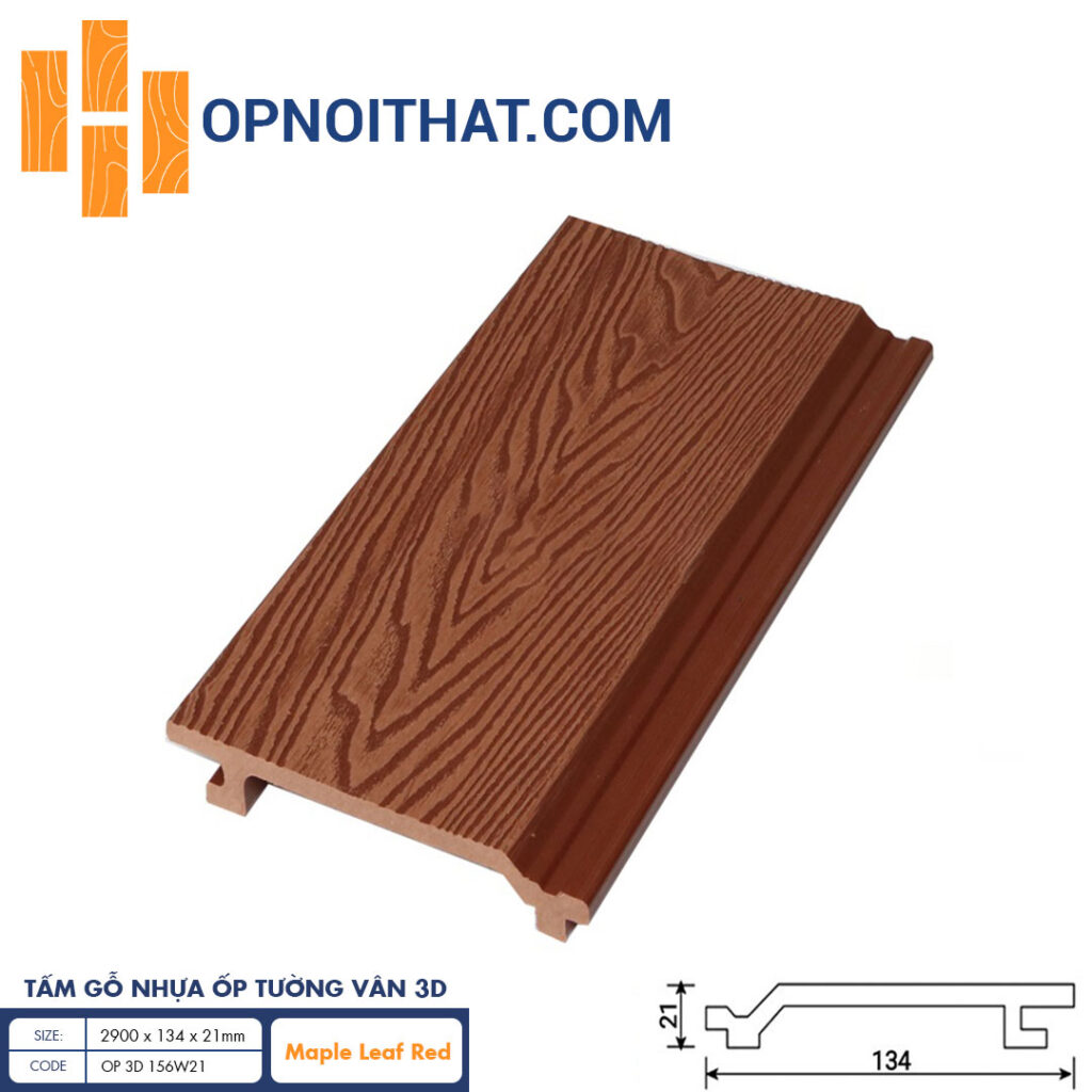 Tấm Ốp Vân Gỗ Composite Ngoài Trời Vân 3D (Maple–Leaf Red)