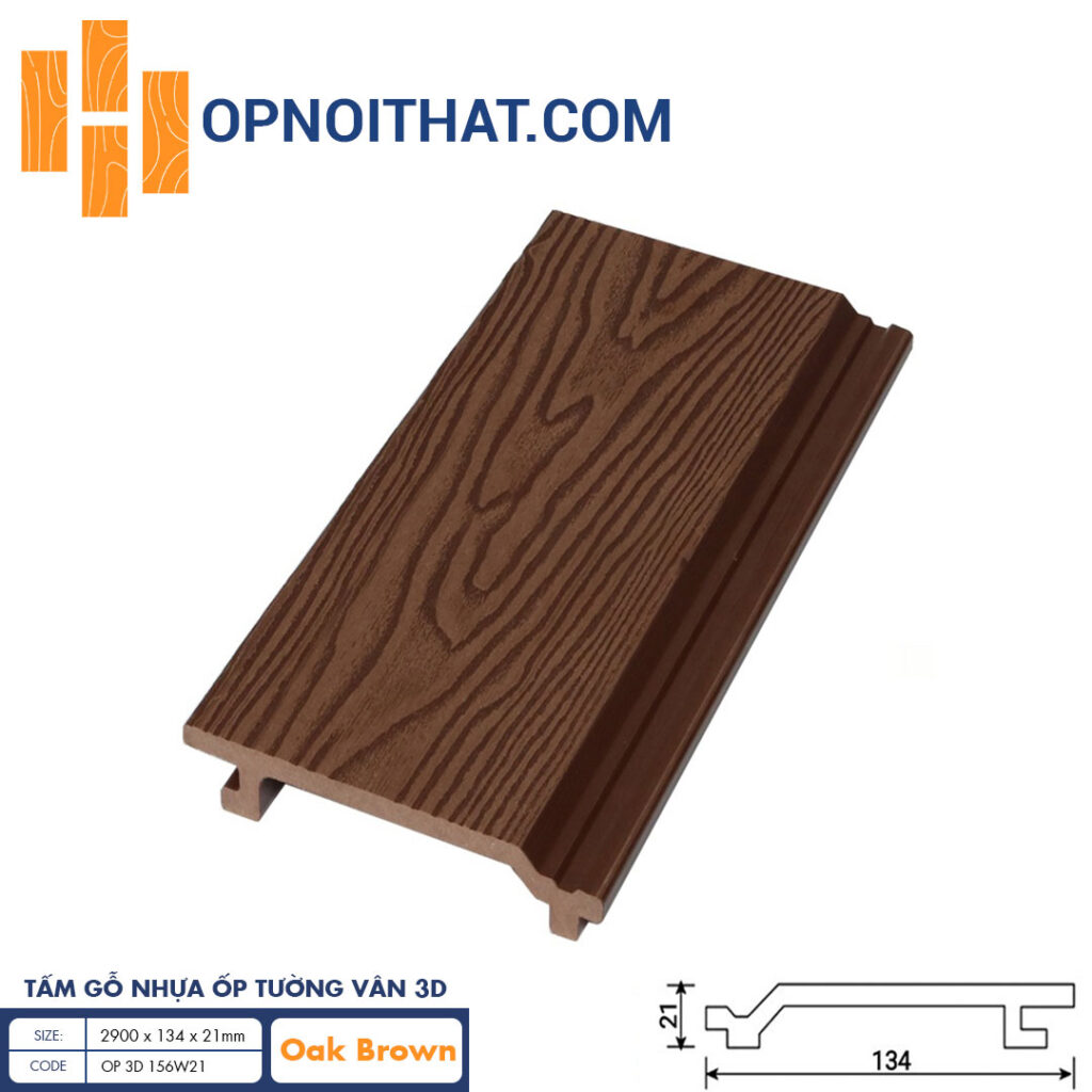 Tấm Ốp Vân Gỗ Composite Ngoài Trời Vân 3D (Oak Brown)