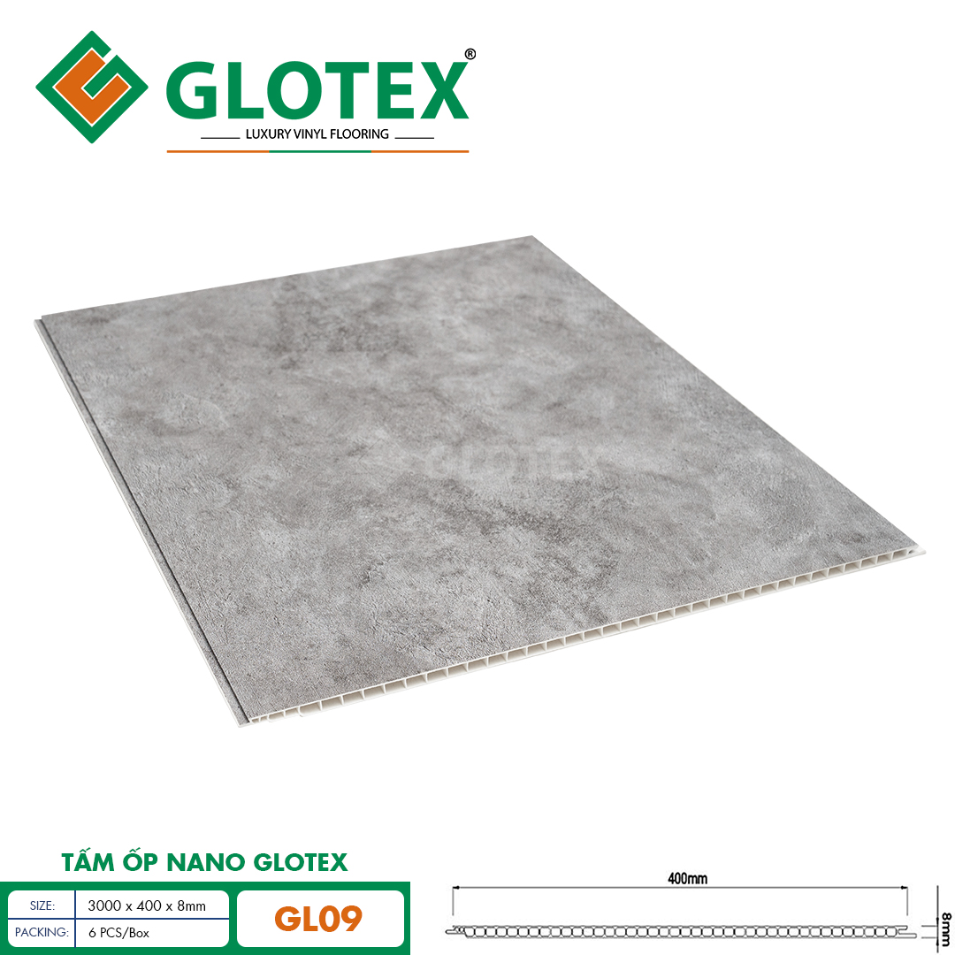 Tấm ốp nano Glotex – GL09 Xám Xi Măng