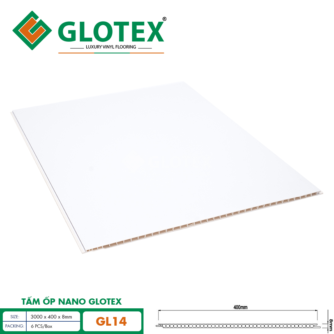 Tấm ốp nano Glotex – GL14 - Trắng