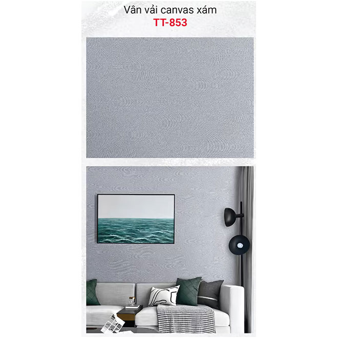 Tấm Ốp Than Tre Vân Vải Canvas Xám TT-853