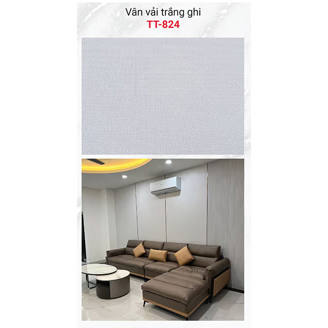 Tấm Ốp Than Tre Vân Vải Trắng Ghi TT-824