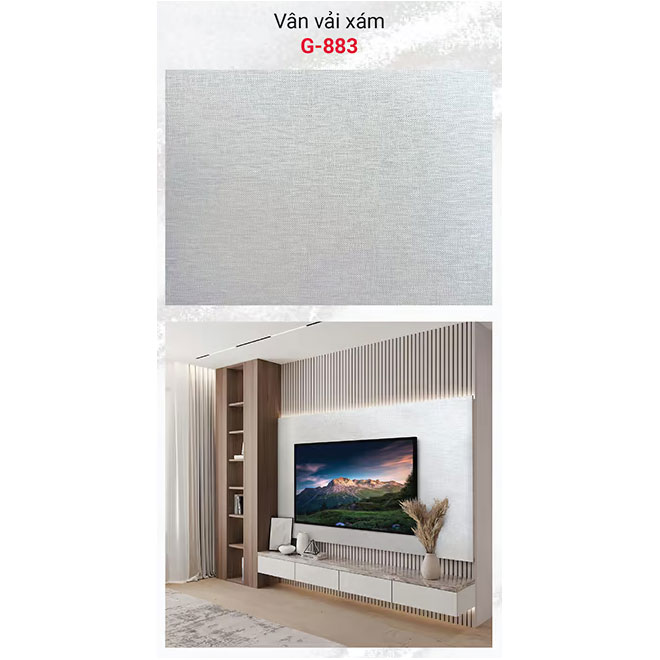 Tấm Ốp Than Tre Vân Vải Xám G-883